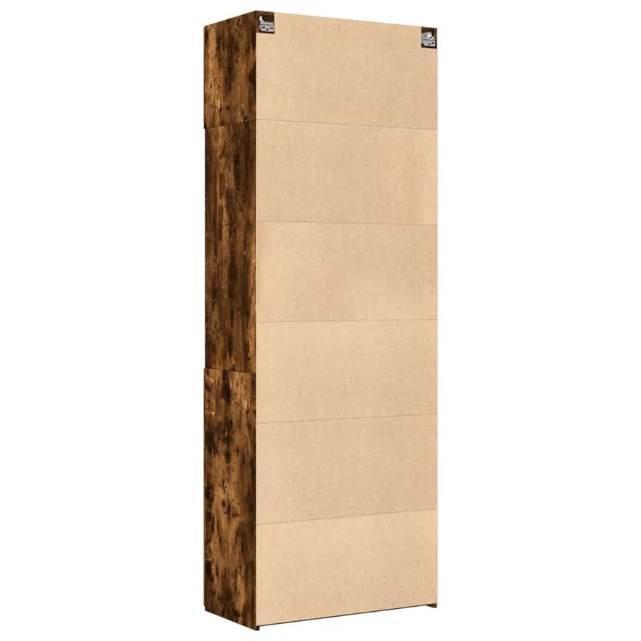 Armoire de rangement chêne fumé 80x42,5x225cm bois d'ingénierie - 8