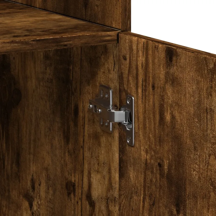 Armoire de rangement chêne fumé 80x42,5x225cm bois d'ingénierie - 9