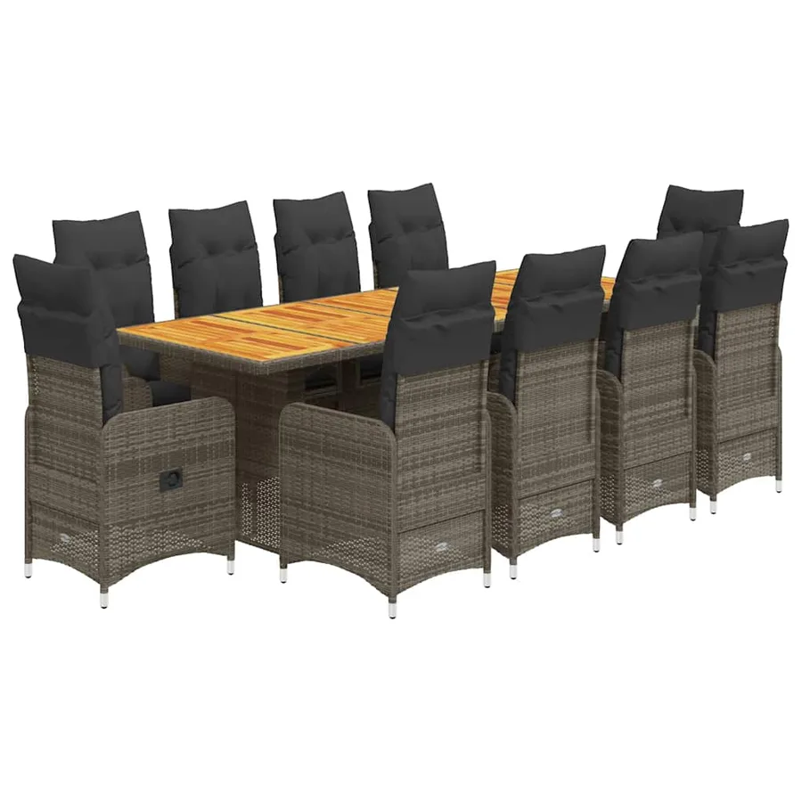 Ensemble de bistro de jardin 11 pcs coussins gris poly rotin - 2