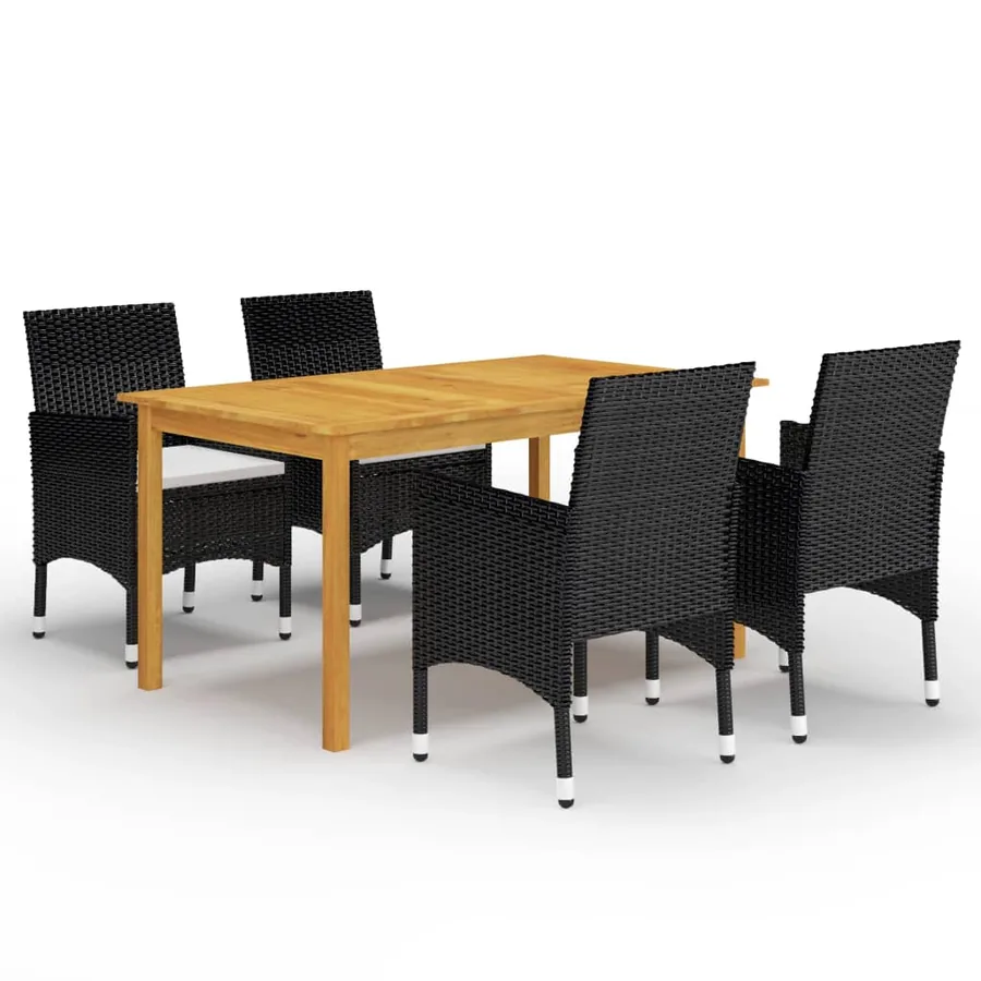 Garden dining set 5 pcs Black