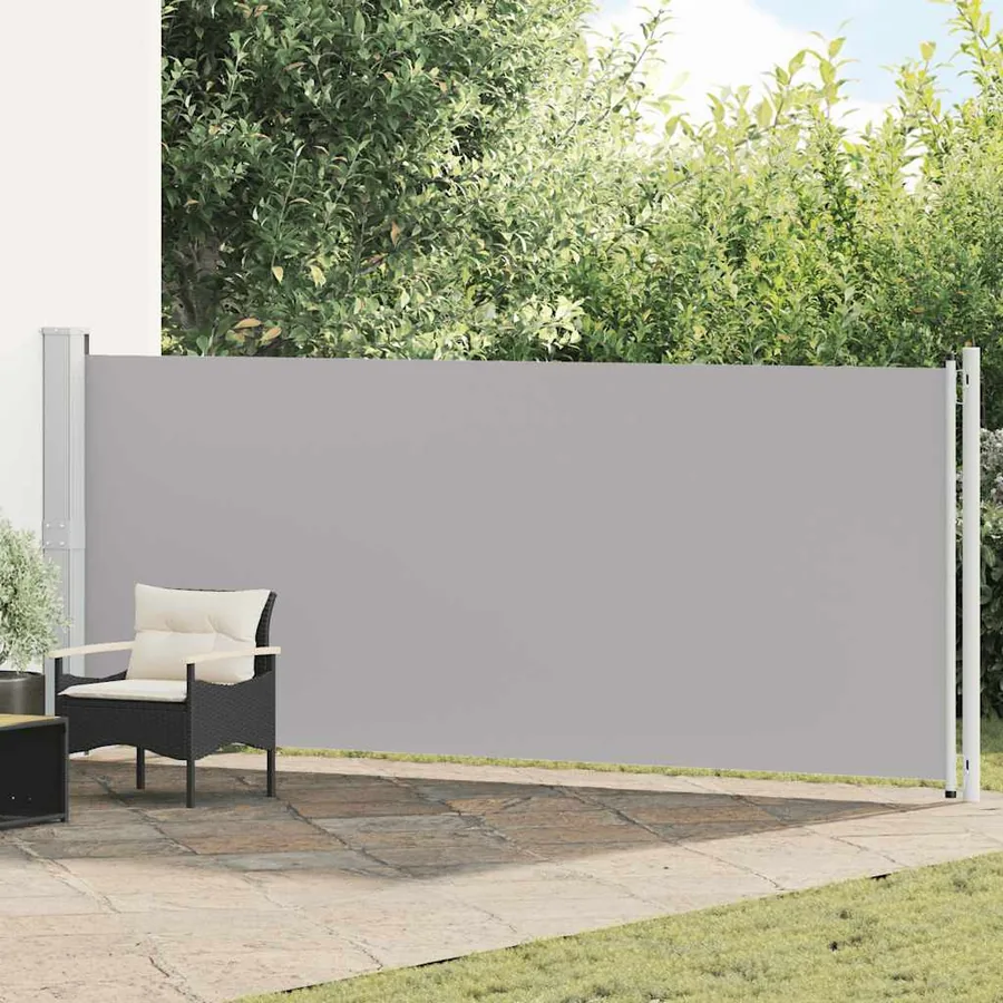 Retractable patio side awning 600x160 cm grey