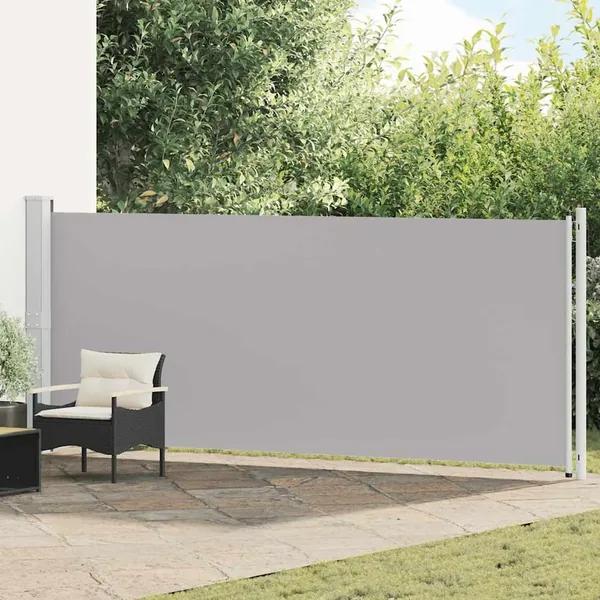 Retractable patio side awning 600x160 cm grey