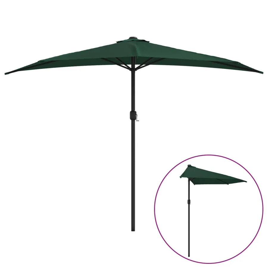Balcony parasol with aluminium pole Green 300x155 cm Half - 2