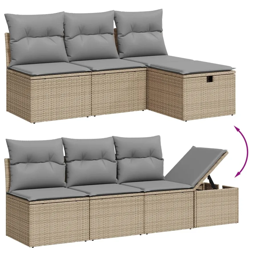 Salon de jardin avec coussins 8 pcs beige résine tressée - 3