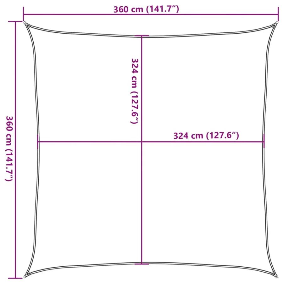 Voile d'ombrage 160 g/m² carré gris clair 3,6x3,6 m PEHD - 10
