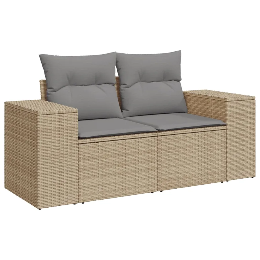Salon de jardin avec coussins 7 pcs beige résine tressée - 6