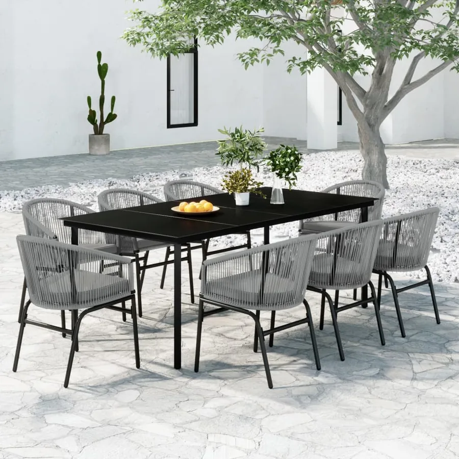 Garden dining set 9 pcs Grey