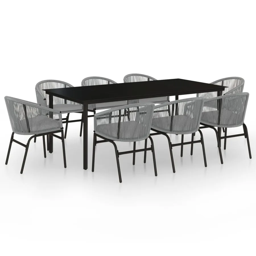 Garden dining set 9 pcs Grey - 2