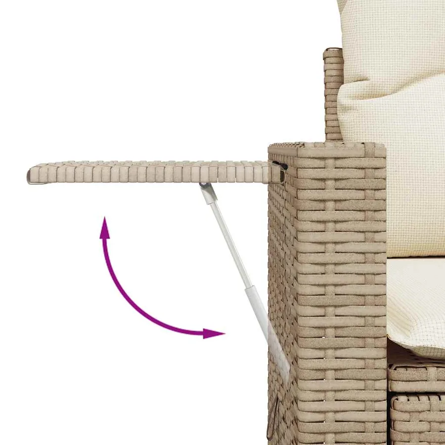 Salon de jardin avec coussins 9 pcs beige résine tressée - 11