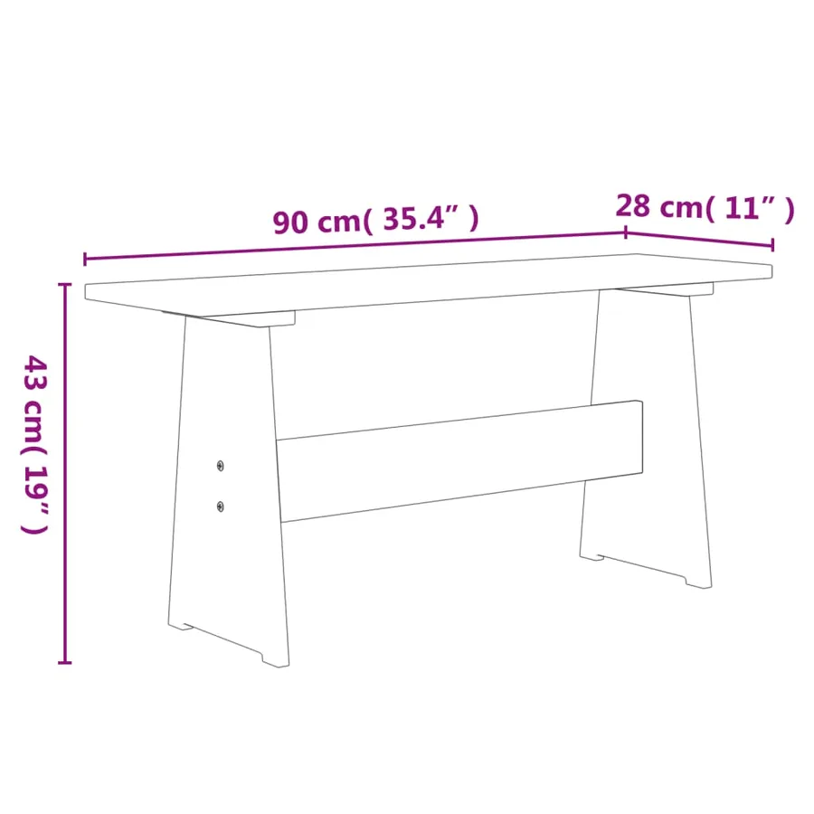 Table à manger avec banc REINE blanc bois de pin solide - 7
