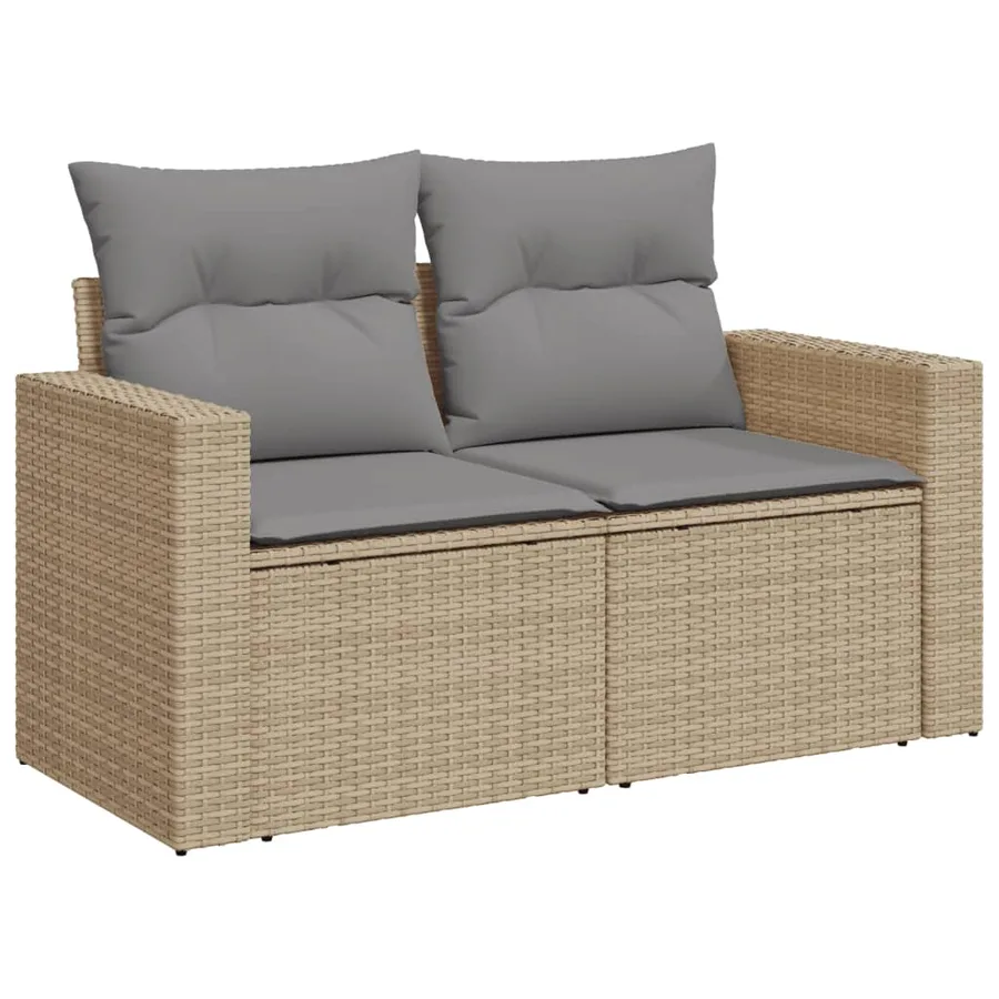 Salon de jardin avec coussins 6 pcs beige résine tressée - 6