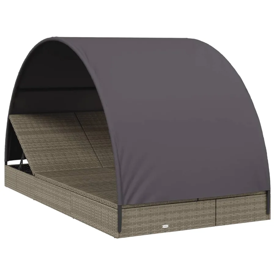 2-seater sun lounger with round roof black 211x112x140 cm - 15