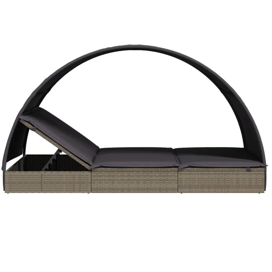 2-seater sun lounger with round roof black 211x112x140 cm - 19