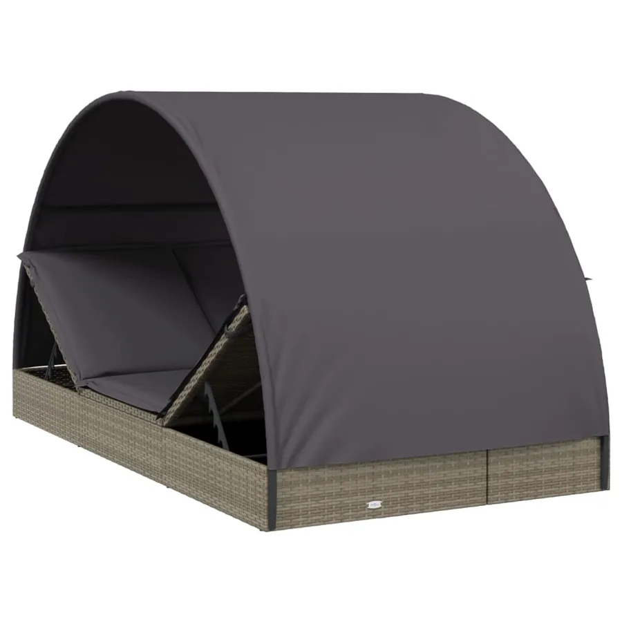 2-seater sun lounger with round roof black 211x112x140 cm - 21