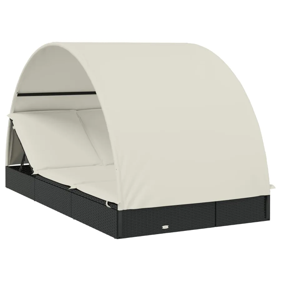 2-seater sun lounger with round roof black 211x112x140 cm - 26