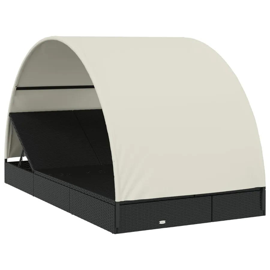2-seater sun lounger with round roof black 211x112x140 cm - 27