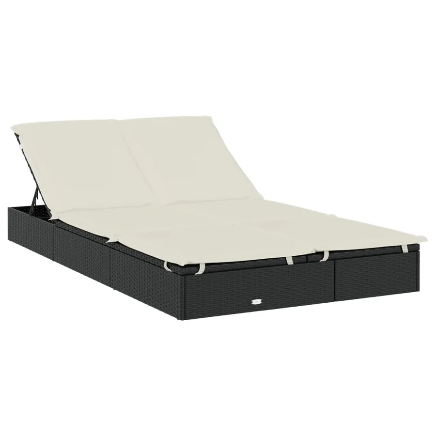 2-seater sun lounger with round roof black 211x112x140 cm - 28