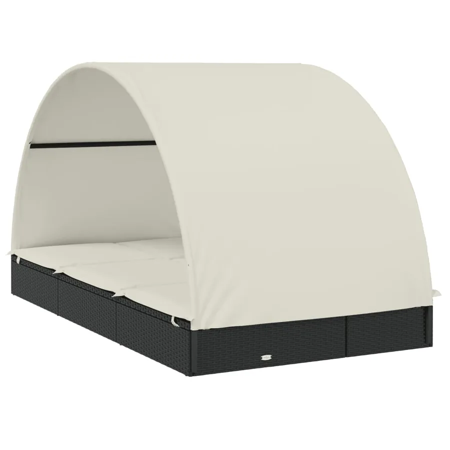 2-seater sun lounger with round roof black 211x112x140 cm - 29