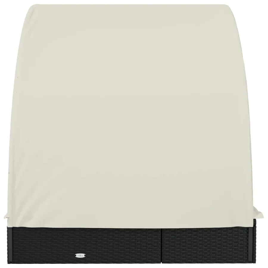2-seater sun lounger with round roof black 211x112x140 cm - 30