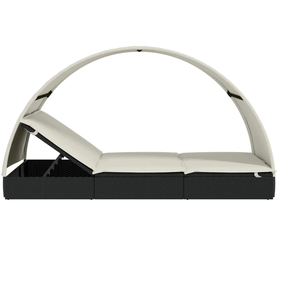 2-seater sun lounger with round roof black 211x112x140 cm - 31