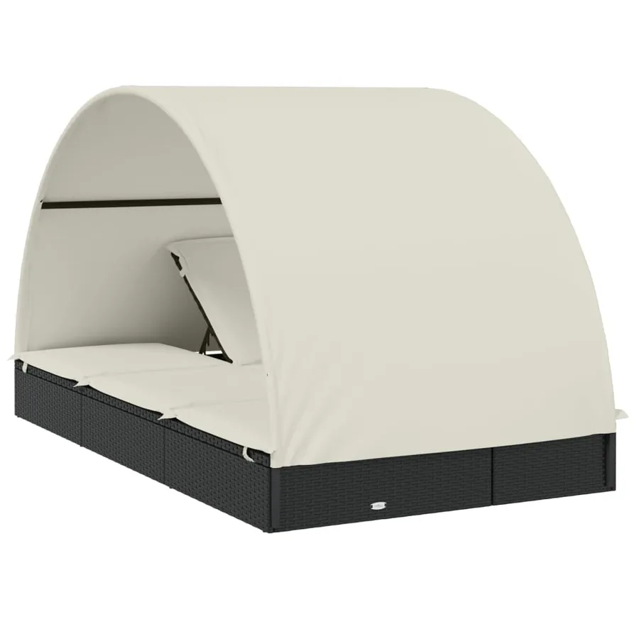 2-seater sun lounger with round roof black 211x112x140 cm - 32