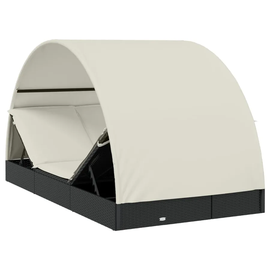 2-seater sun lounger with round roof black 211x112x140 cm - 33