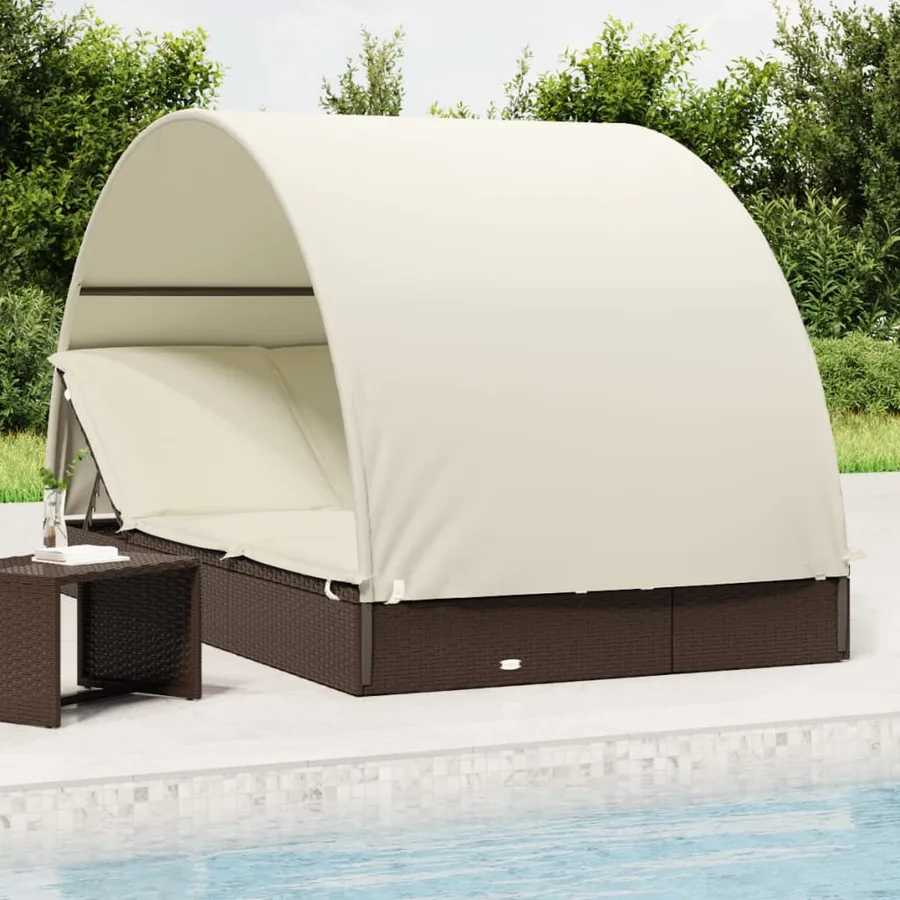2-seater sun lounger with round roof black 211x112x140 cm - 37
