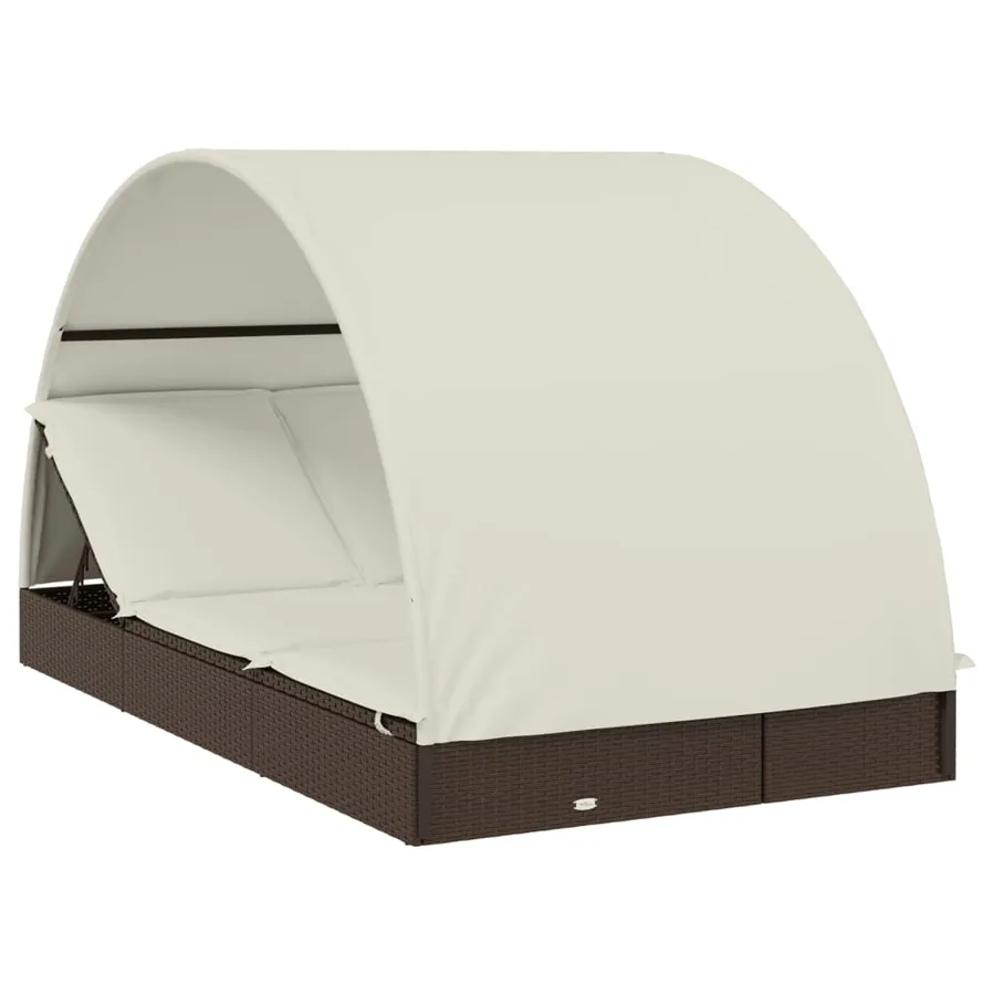 2-seater sun lounger with round roof black 211x112x140 cm - 38