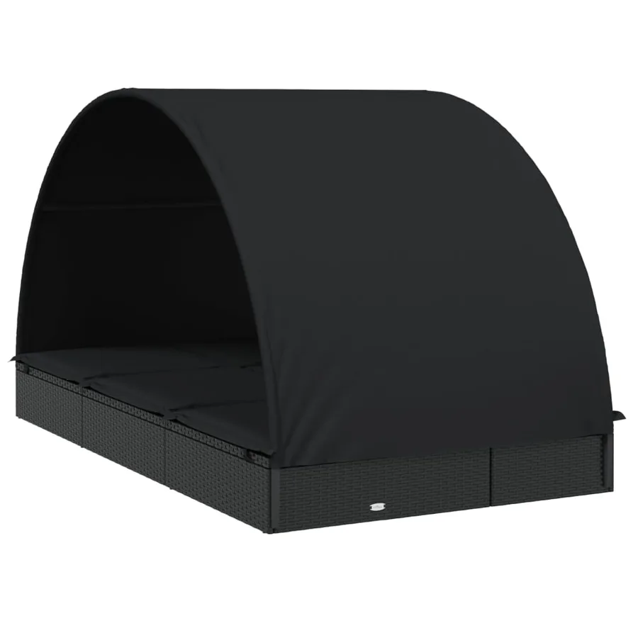 2-seater sun lounger with round roof black 211x112x140 cm - 4