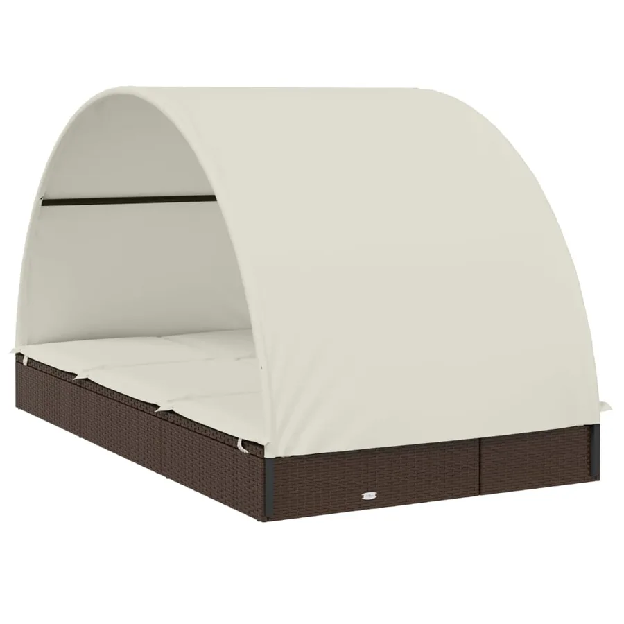 2-seater sun lounger with round roof black 211x112x140 cm - 40