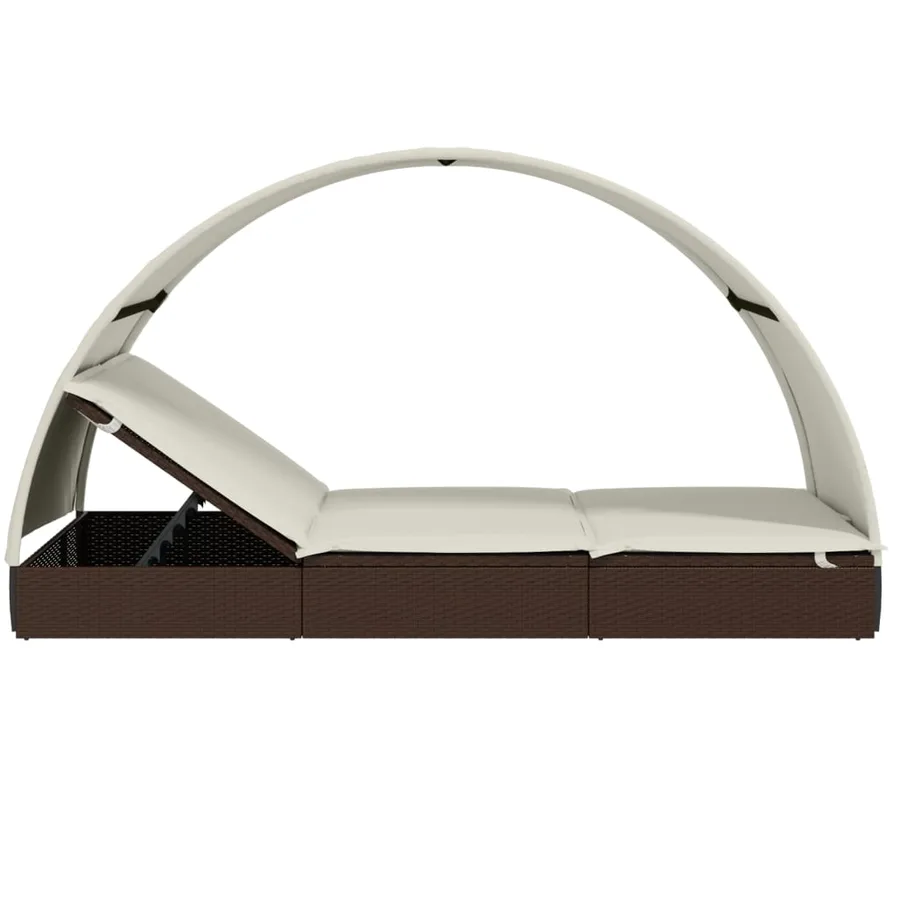 2-seater sun lounger with round roof black 211x112x140 cm - 43