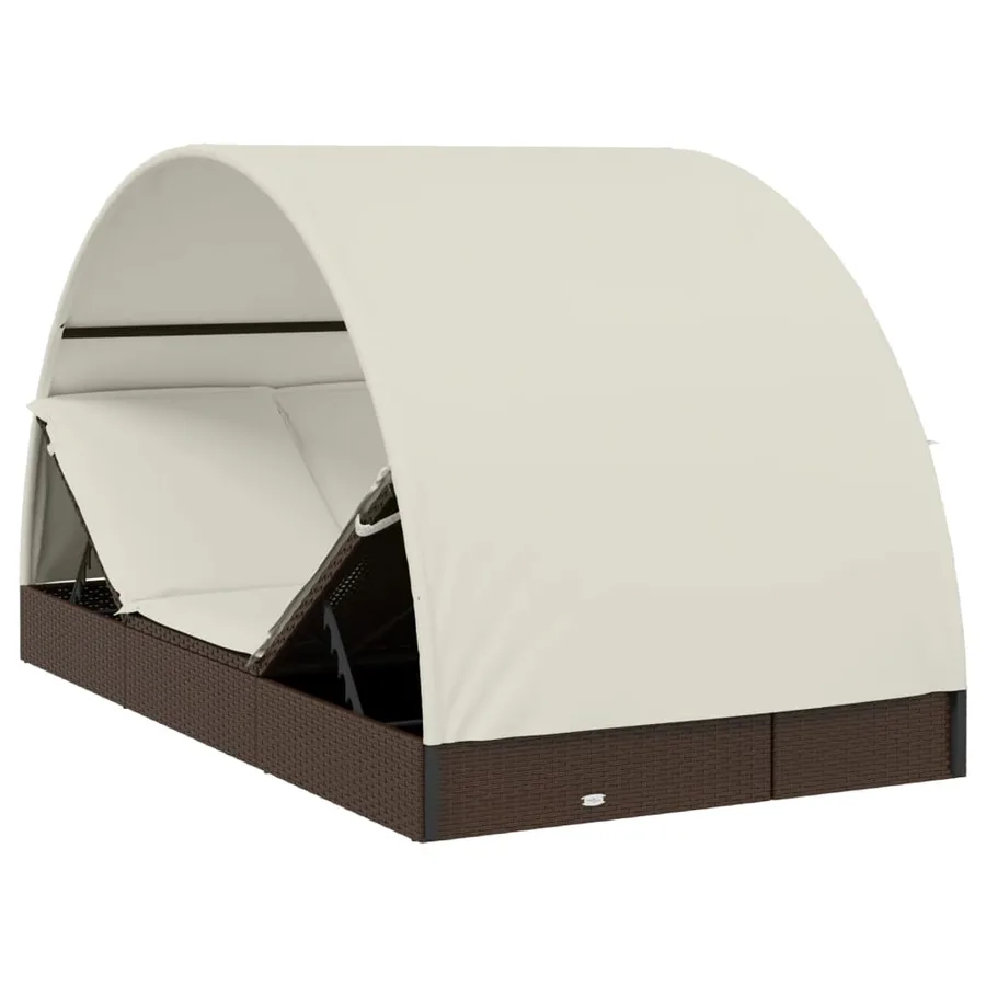 2-seater sun lounger with round roof black 211x112x140 cm - 45