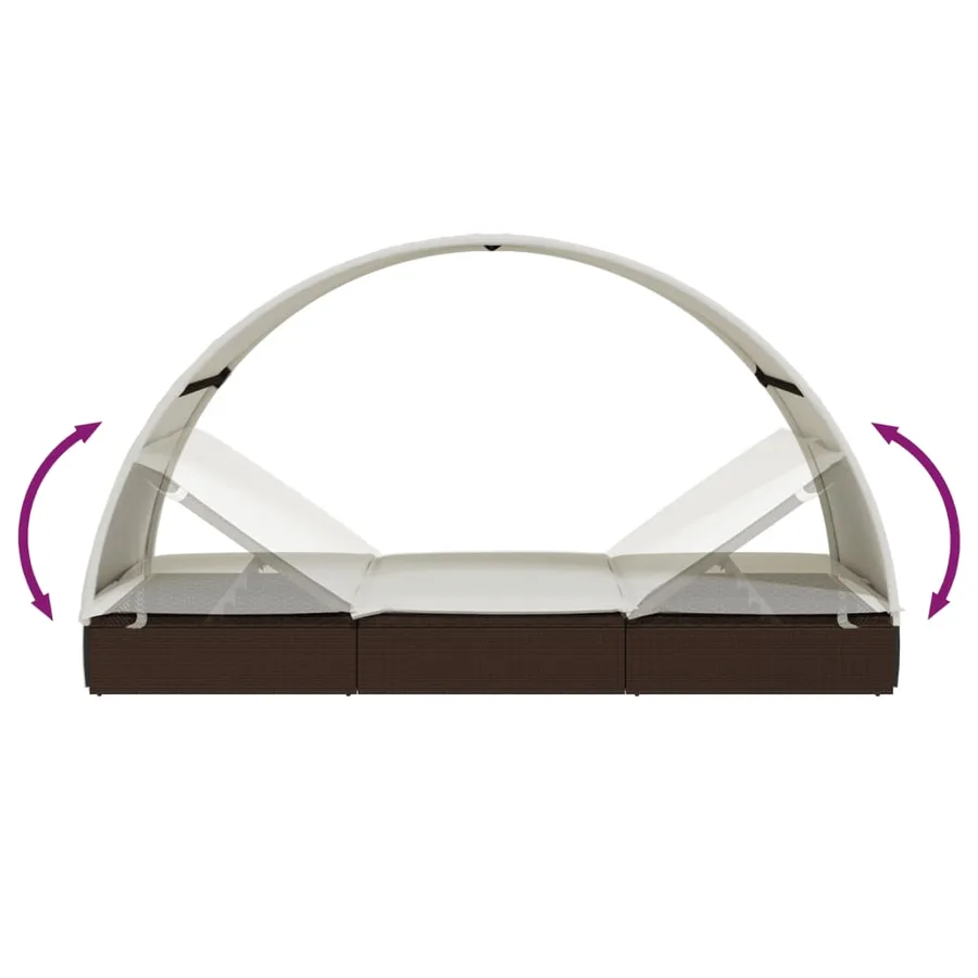 2-seater sun lounger with round roof black 211x112x140 cm - 46