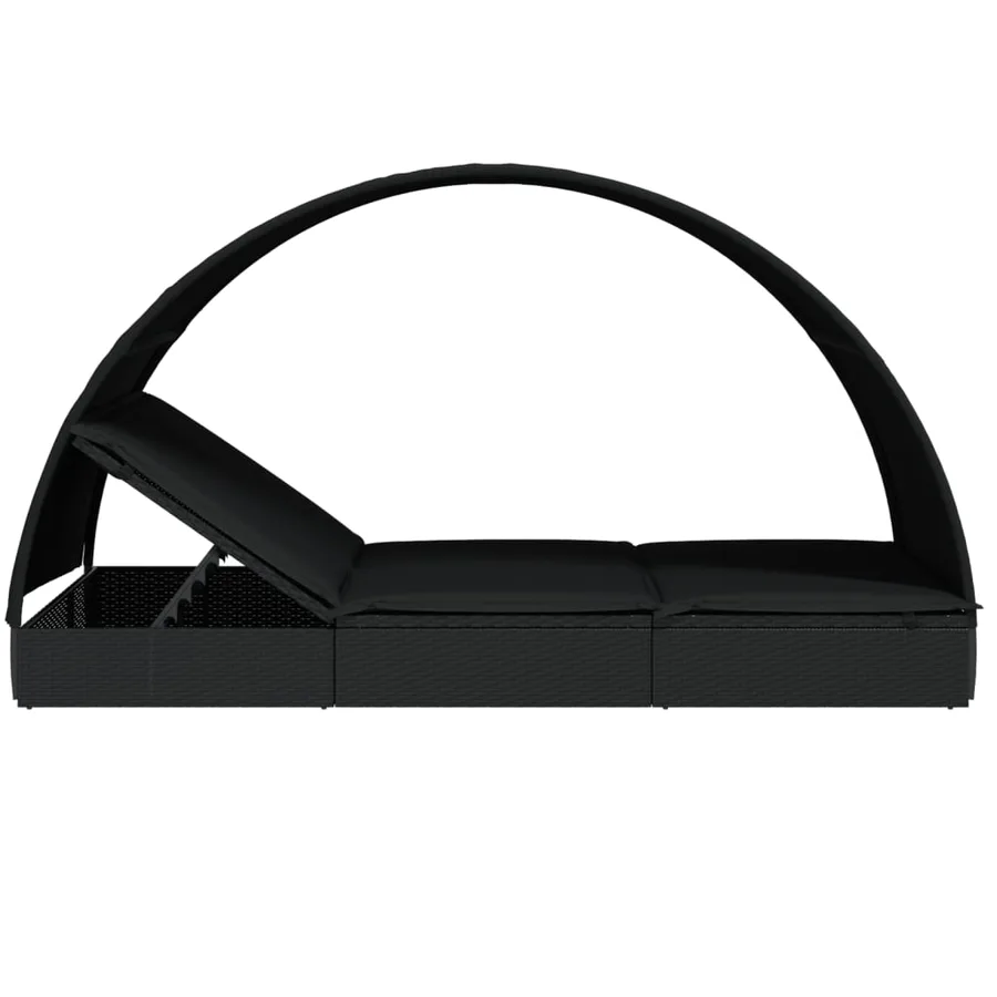 2-seater sun lounger with round roof black 211x112x140 cm - 7