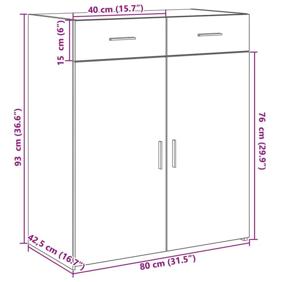Buffet blanc 80x42,5x93 cm bois d'ingénierie - 9