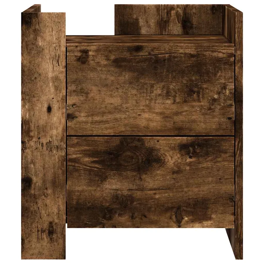 Table de chevet chêne fumé 45x50x50 cm bois d'ingénierie - 4