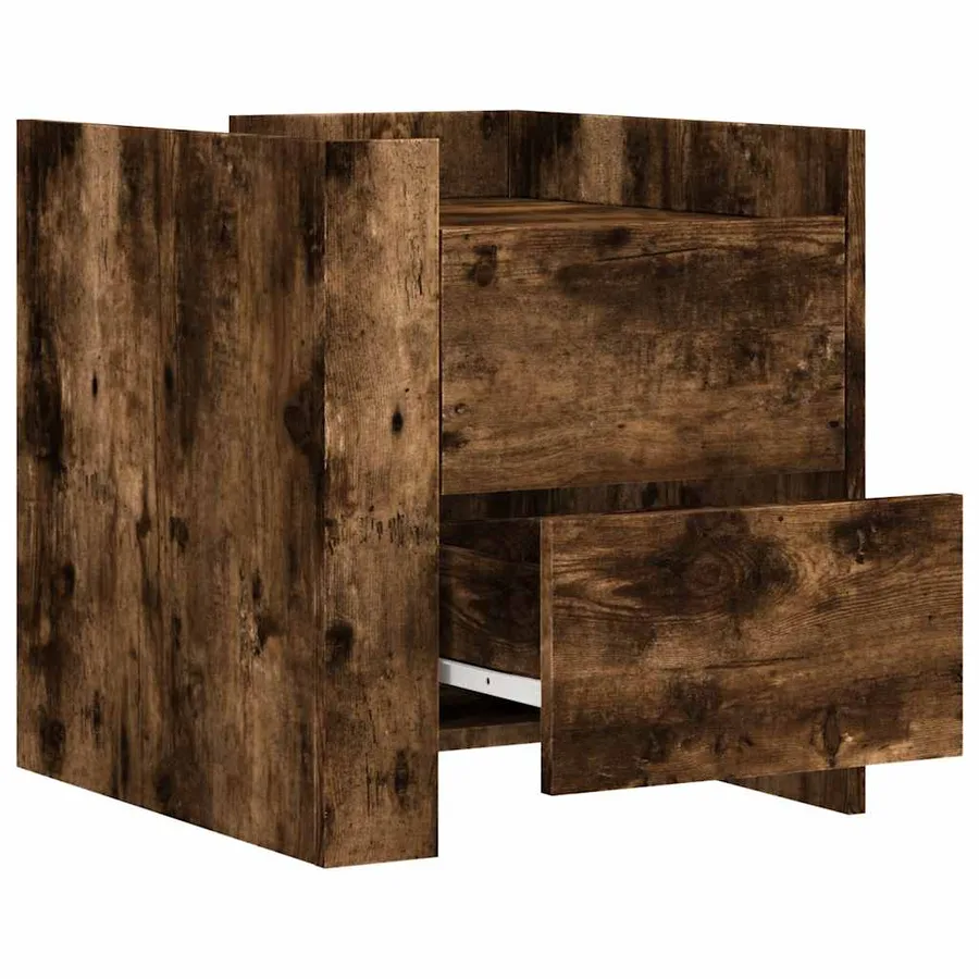 Table de chevet chêne fumé 45x50x50 cm bois d'ingénierie - 7