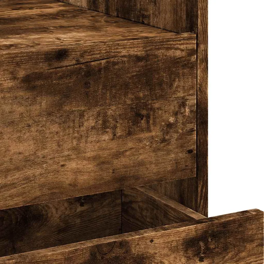 Table de chevet chêne fumé 45x50x50 cm bois d'ingénierie - 9