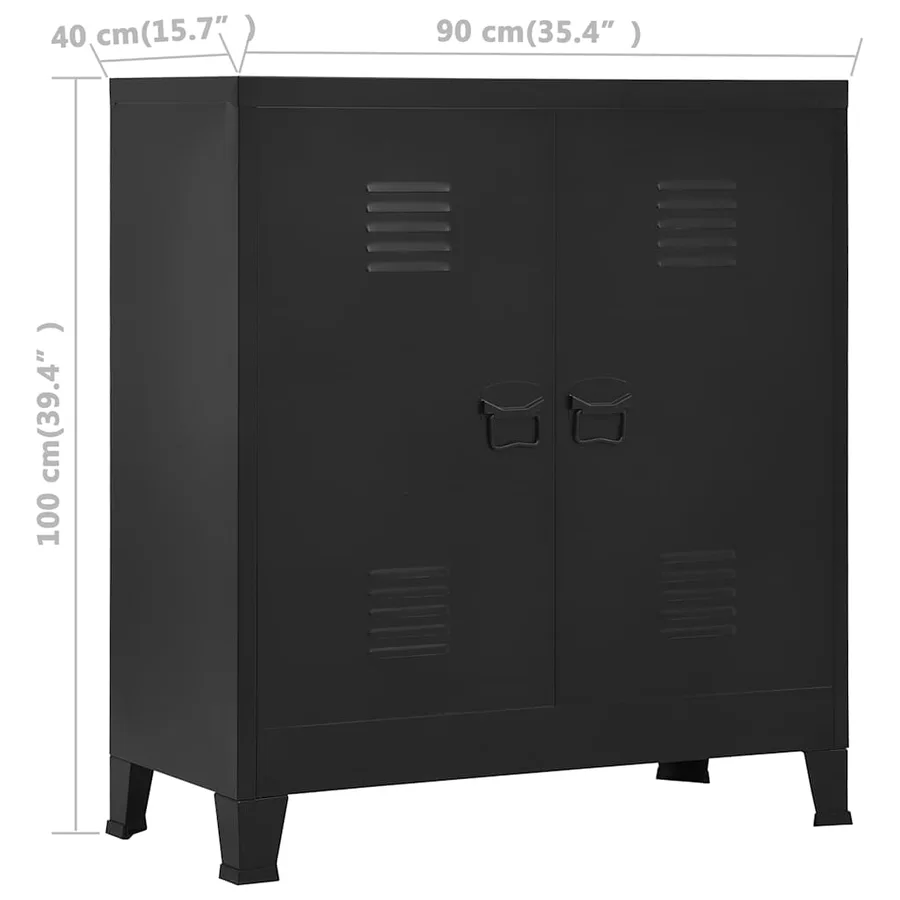 Coffre de rangement industriel Noir 90x40x100 cm Acier - 7