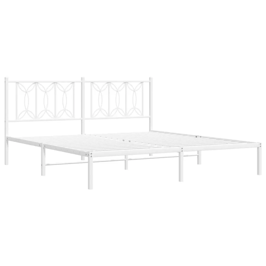Cadre de lit métal sans matelas et tête de lit blanc 180x200 cm - 3