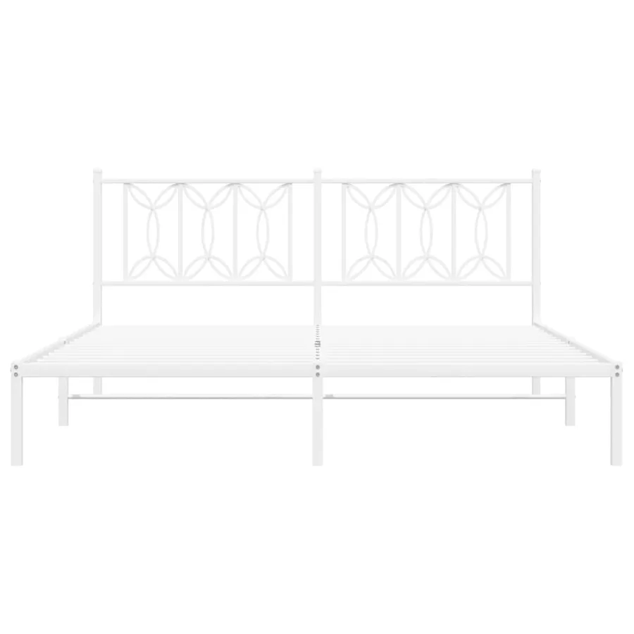 Cadre de lit métal sans matelas et tête de lit blanc 180x200 cm - 4