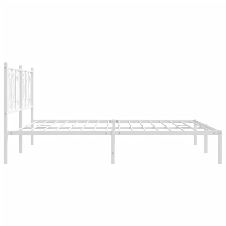 Cadre de lit métal sans matelas et tête de lit blanc 180x200 cm - 5