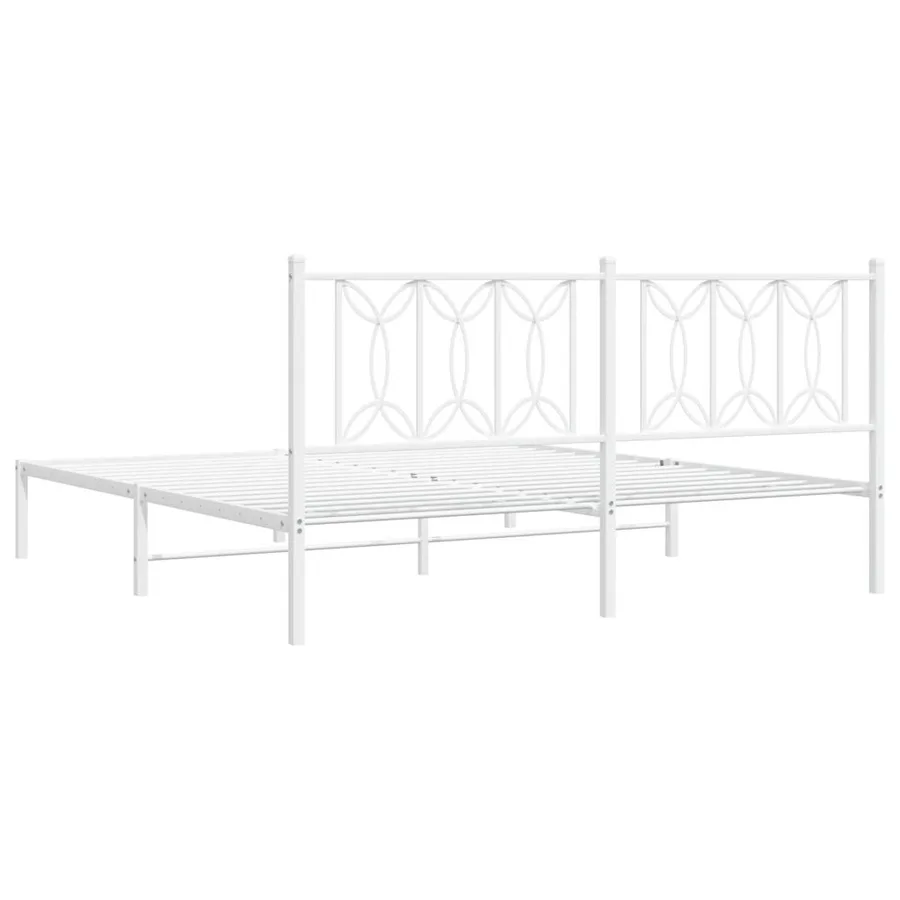 Cadre de lit métal sans matelas et tête de lit blanc 180x200 cm - 6