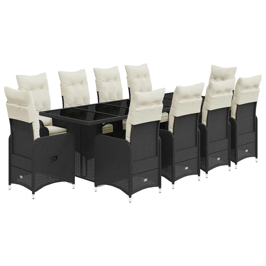 Ensemble de bistro de jardin 11 pcs coussins noir poly rotin - 2
