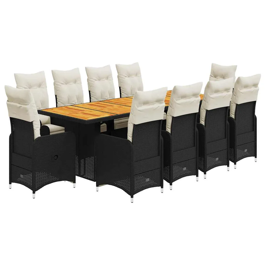Ensemble de bistro de jardin 11 pcs coussins noir poly rotin - 2