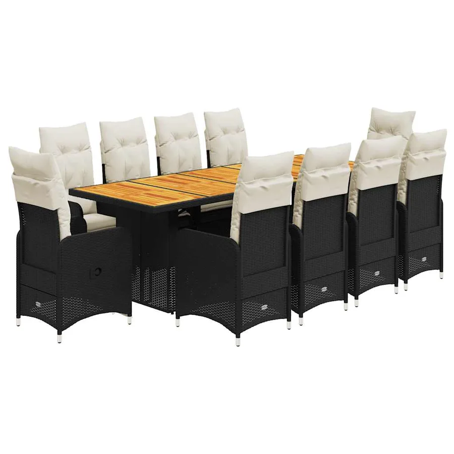 Ensemble de bistro de jardin 11 pcs coussins noir poly rotin - 2