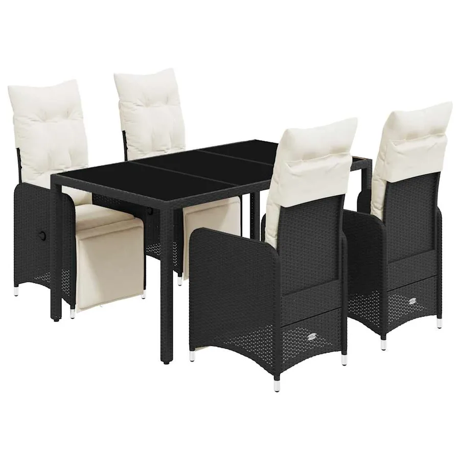Ensemble de bistro de jardin 5 pcs coussins noir poly rotin - 2