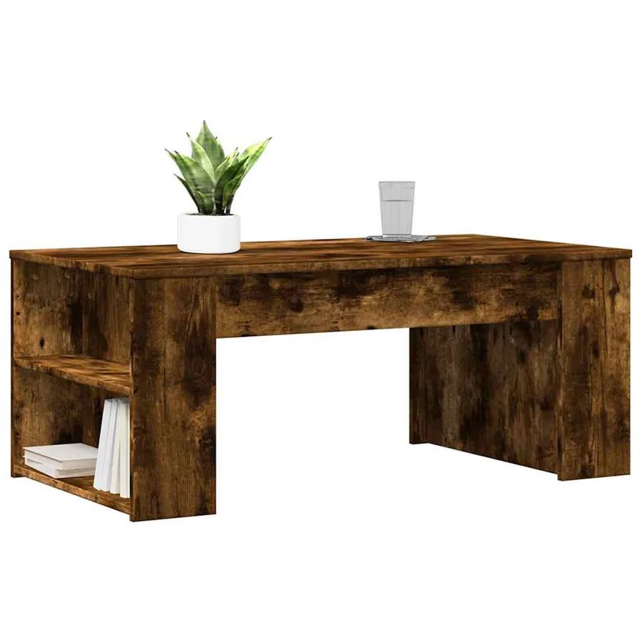 Table basse chêne fumé 102x55x42 cm bois d'ingénierie - 3