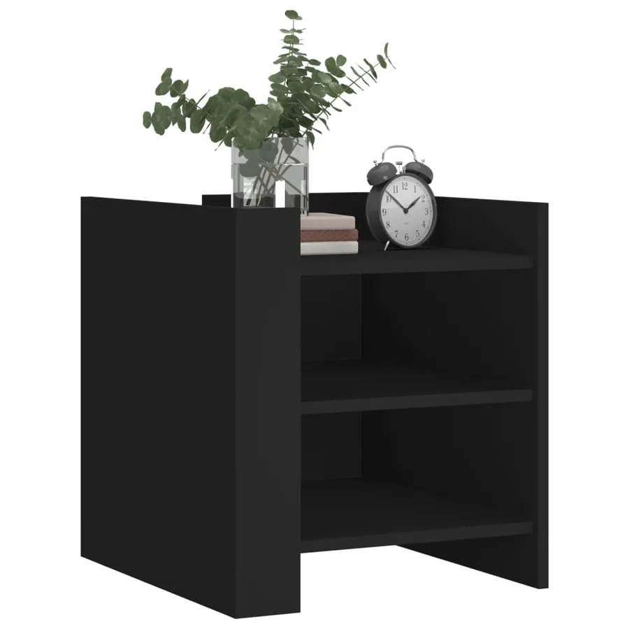 Table de chevet noir 45x50x50 cm bois d’ingénierie - 3