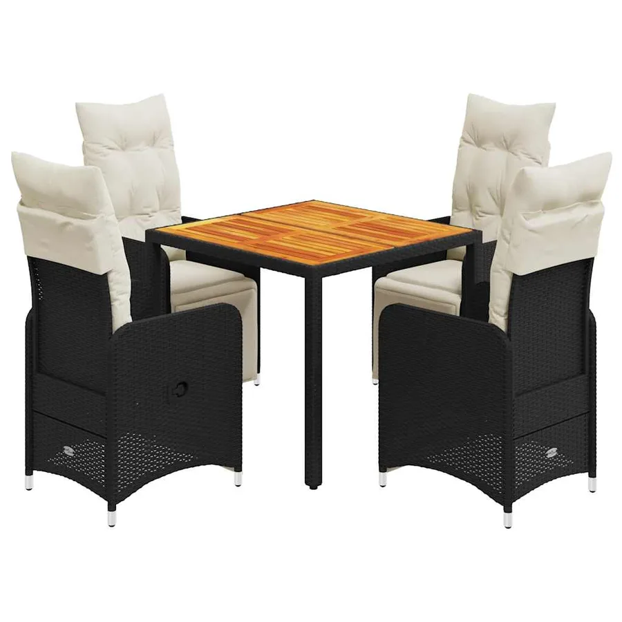 Ensemble de bistro de jardin 5 pcs coussins noir poly rotin - 2